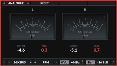 Analizador en tiempo real (RTA) de 31 bandas - Vista analógica